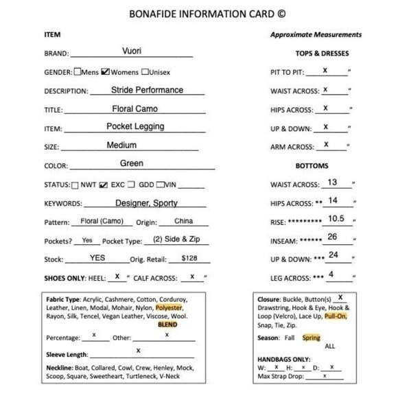 Vuori Womens Stride Performance Floral Camo Pocket Legging Medium Green SP EXC - Picture 12 of 12